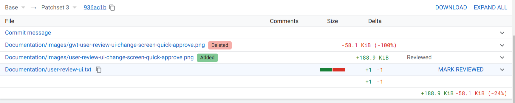 user review ui change screen file list